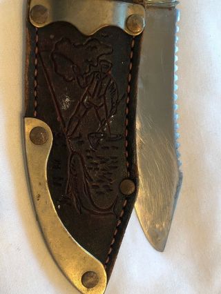 Vtg Eric Frost Mora Sweden Stainless Wood Handle Fishing Knife,  Leather Scabbard 3