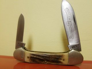 Schrade Wostenholm I - Xl 2 Blade Conoe Knife Stag Handle England Swpo No Res