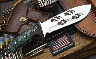Cfk Ipak Handmade D2 Custom Wolf Paws Bushcraft Bolo Hunting Camp Blade Knife