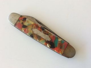 Vintage Imperial Folding 2 Blade Pocket Knife Colorful Early Rare Handles