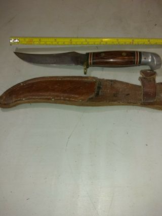 Vintage Western Usa W39 Hunting Knife With Leather Sheath