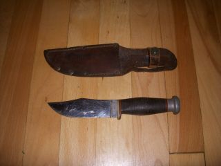 Vintage Case Hunting Knife With Leather Sheath