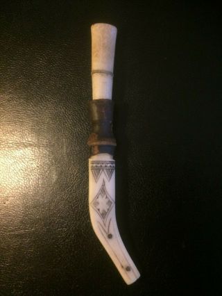 Miniature Vintage Antique Sami Knife Horn Handle & Horn Sheath Lapland Sweden