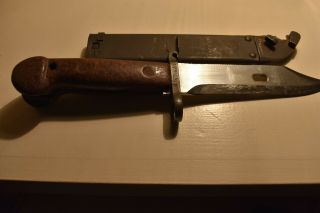 Romanian Military Issue Wire Cutting Bayonet Knife With Scabbard.