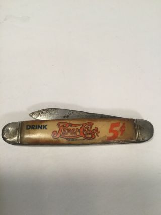 Vintage Drink Pepsi Cola 5 Cents Advertising Folding Knife Usa Made Rare