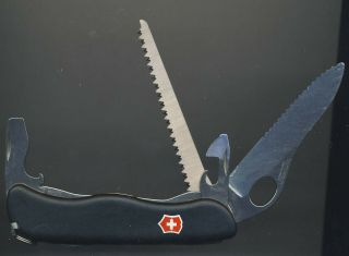 Swiss Army Victorinox Multifunction Black Handle Pocket Knife One Hand Trekker