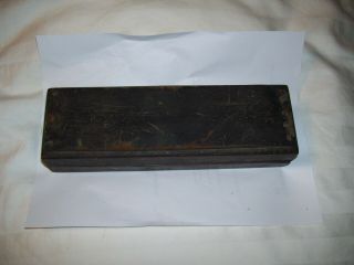 Vintage Antique Fine Sharpening Hone Stone Tool In Wooden Case Box