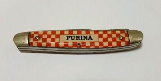 Purina Kutmaster 3 Blade Folding Pocket Knife Vintage